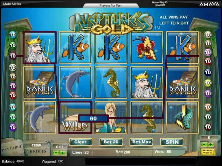 Neptune’s Gold slot game has colourful deep sea graphics.